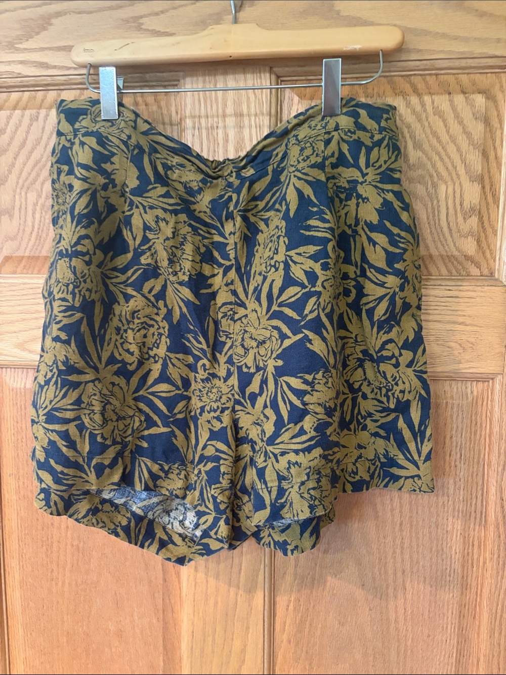Madewell Navy and Mustard Floral High-Waist Shorts